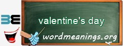 WordMeaning blackboard for valentine's day